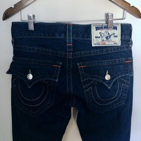 True Religion Dark Wash Flare World Tour Jeans Size 29 - Picture 5 of 7
